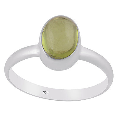 Plain Collet Natural Peridot Oval Shape 925 Sterling Solid Silver Ring - R3403415-4