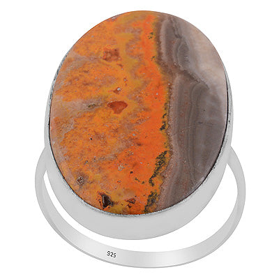 Plain Collet Natural BumbleBee Jasper Oval Shape 925 Sterling Solid Silver Ring - R3403416-28