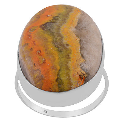 Plain Collet Natural BumbleBee Jasper Oval Shape 925 Sterling Solid Silver Ring - R3403416-33