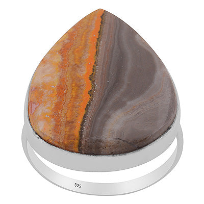 Plain Collet Natural BumbleBee Jasper Pear Shape 925 Sterling Solid Silver Ring - R3403416-40