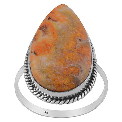 Authentic Wire Work Around BumbleBee Jasper Pear Shape 925 Sterling Solid Silver Ring - R3403417-32