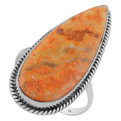 Authentic Wire Work Around BumbleBee Jasper Pear Shape 925 Sterling Solid Silver Ring - R3403417-34