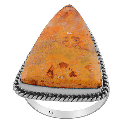 Authentic Wire Work Around BumbleBee Jasper Fancy Shape 925 Sterling Solid Silver Ring - R3403417-44