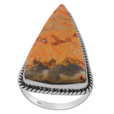 Authentic Wire Work Around BumbleBee Jasper Fancy Shape 925 Sterling Solid Silver Ring - R3403417-45