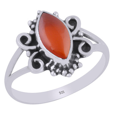 Beautiful Wire & Rawa Work Around Carnelian Marquise Shape 925 Sterling Solid Silver Ring - R3403425-7