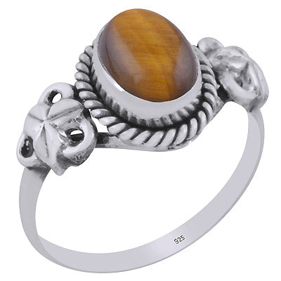 Gorgeous Handcrafted Work Around Tiger's Eye Oval Shape 925 Sterling Solid Silver Ring - R3403427-11