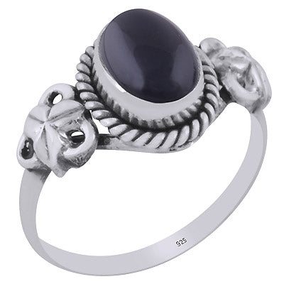 Gorgeous Handcrafted Work Around Black Onyx Oval Shape 925 Sterling Solid Silver Ring - R3403427-14