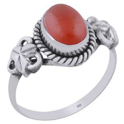 Gorgeous Handcrafted Work Around Carnelian Oval Shape 925 Sterling Solid Silver Ring - R3403427-7