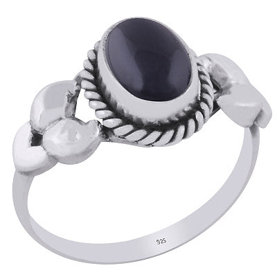 Alluring Twisted Wire Work Around Black Onyx Oval Shape 925 Sterling Solid Silver Ring - R3403429-14