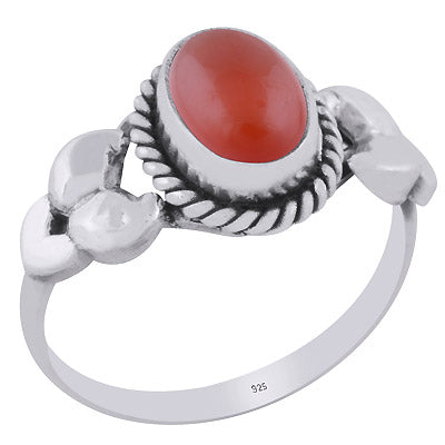 Alluring Twisted Wire Work Around Carnelian Oval Shape 925 Sterling Solid Silver Ring - R3403429-7