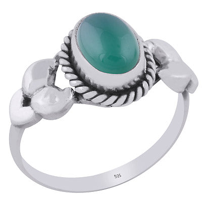 Alluring Twisted Wire Work Around Green Onyx Oval Shape 925 Sterling Solid Silver Ring - R3403429-8