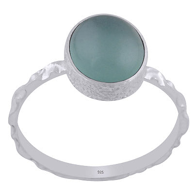 Stunning Textured Work Around Aqua Chalcedony Oval Shape 925 Sterling Solid Silver Ring - R3403431-10