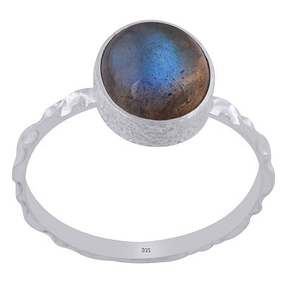 Stunning Textured Work Around Labradorite Oval Shape 925 Sterling Solid Silver Ring - R3403431-5