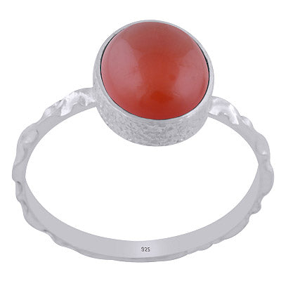 Stunning Textured Work Around Carnelian Oval Shape 925 Sterling Solid Silver Ring - R3403431-7