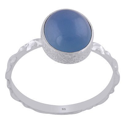 Stunning Textured Work Around Blue Chalcedony Oval Shape 925 Sterling Solid Silver Ring - R3403431-9