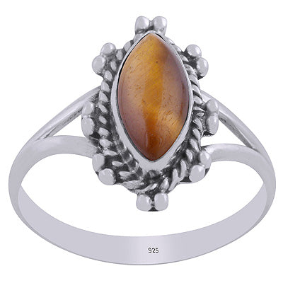 Gorgeous Twisted Wire Work Around Tiger's Eye Marquise Shape 925 Sterling Solid Silver Ring - R3403434-11