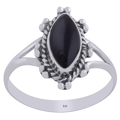 Gorgeous Twisted Wire Work Around Black Onyx Marquise Shape 925 Sterling Solid Silver Ring - R3403434-14