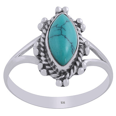Gorgeous Twisted Wire Work Around Turquoise Marquise Shape 925 Sterling Solid Silver Ring - R3403434-3