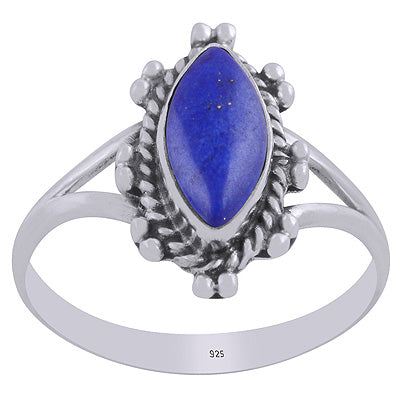 Gorgeous Twisted Wire Work Around Lapis Marquise Shape 925 Sterling Solid Silver Ring - R3403434-6