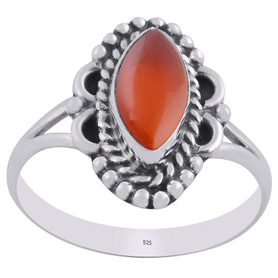 Alluring Twisted Wire & Rawa Work Around Carnelian Marquise Shape 925 Sterling Solid Silver Ring - R3403435-7