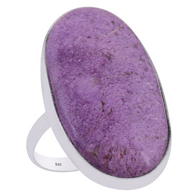 Gorgeous Plain Purpurite Oval Shape 925 Sterling Solid Silver Ring - R3403436-2