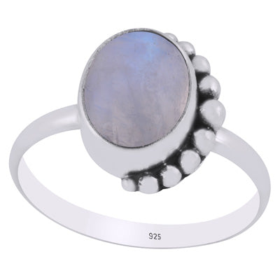 Alluring Rawa Work Around Rainbow Moonstone Oval Shape 925 Sterling Solid Silver Ring - R3403442-4