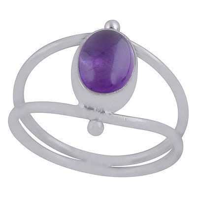 Beautiful Double Shank Amethyst Oval Shape 925 Sterling Solid Silver Ring - R3403443-1
