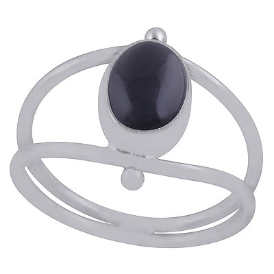 Beautiful Double Shank Black Onyx Oval Shape 925 Sterling Solid Silver Ring - R3403443-14