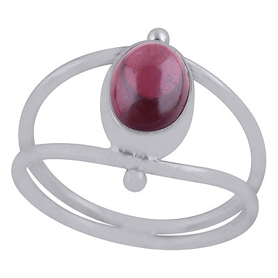 Beautiful Double Shank Garnet Oval Shape 925 Sterling Solid Silver Ring - R3403443-2