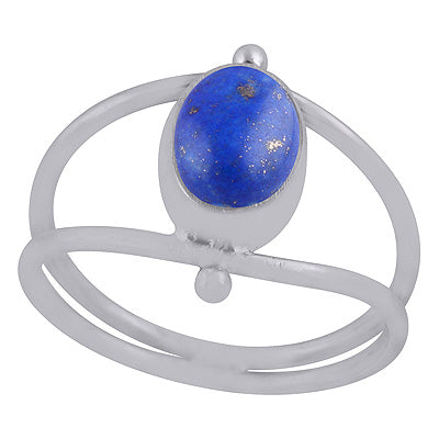 Beautiful Double Shank Lapis Oval Shape 925 Sterling Solid Silver Ring - R3403443-6