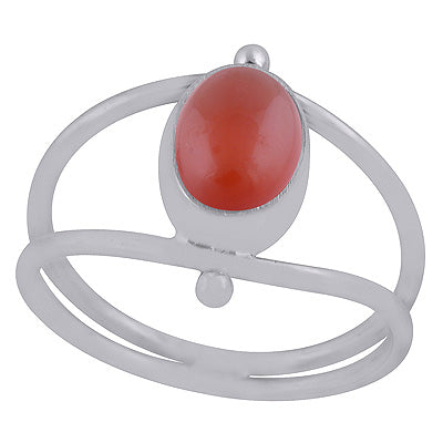 Beautiful Double Shank Carnelian Oval Shape 925 Sterling Solid Silver Ring - R3403443-7
