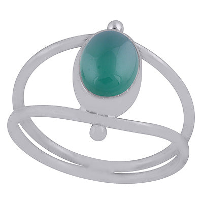 Beautiful Double Shank Green Onyx Oval Shape 925 Sterling Solid Silver Ring - R3403443-8