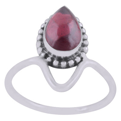 Gorgeous Designed Shank Around Garnet Pear Shape 925 Sterling Solid Silver Ring - R3403447-2