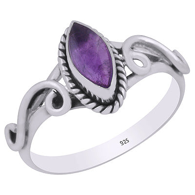 Beautiful Handcrafted Wire Work Around Amethyst Marquise Shape 925 Sterling Solid Silver Rings - R3403449-1