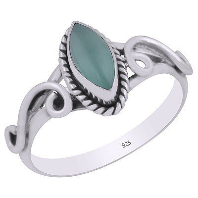 Beautiful Handcrafted Wire Work Around Aqua Chalcedony Marquise Shape 925 Sterling Solid Silver Rings - R3403449-10