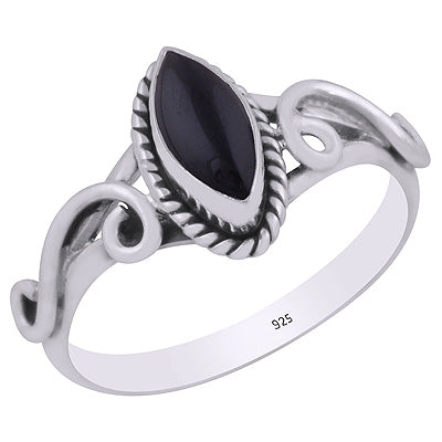 Beautiful Handcrafted Wire Work Around Black Onyx Marquise Shape 925 Sterling Solid Silver Rings - R3403449-14
