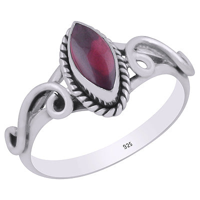 Beautiful Handcrafted Wire Work Around Garnet Marquise Shape 925 Sterling Solid Silver Rings - R3403449-2