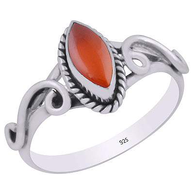 Beautiful Handcrafted Wire Work Around Carnelian Marquise Shape 925 Sterling Solid Silver Rings - R3403449-7