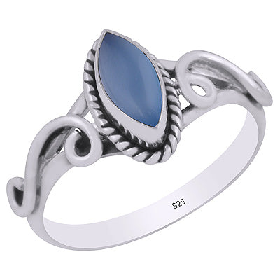 Beautiful Handcrafted Wire Work Around Blue Chalcedony Marquise Shape 925 Sterling Solid Silver Rings - R3403449-9
