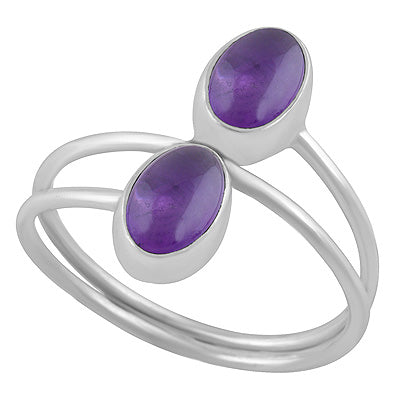 Stunning Shank Design Around Amethyst Oval Shape 925 Sterling Solid Silver Ring - R3403453-1