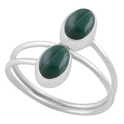 Stunning Shank Design Around Malachite Oval Shape 925 Sterling Solid Silver Ring - R3403453-12