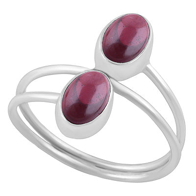 Stunning Shank Design Around Garnet Oval Shape 925 Sterling Solid Silver Ring - R3403453-2