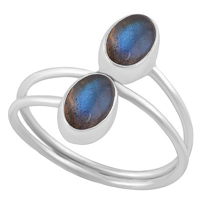 Stunning Shank Design Around Labradorite Oval Shape 925 Sterling Solid Silver Ring - R3403453-5