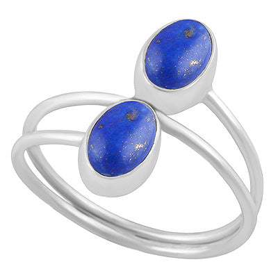 Stunning Shank Design Around Lapis Oval Shape 925 Sterling Solid Silver Ring - R3403453-6