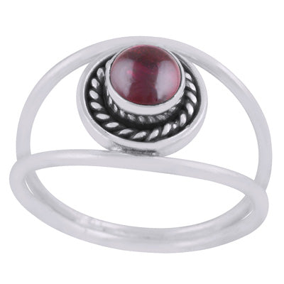 Gorgeous Multiple Shank Design Garnet Round Shape 925 Sterling Solid Silver Ring - R3403454-2