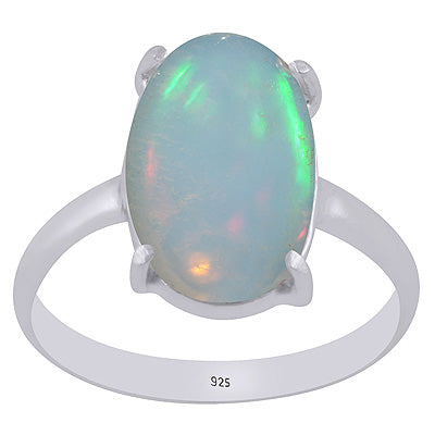 Gorgeous Prong Setting Around Ethiopian Opal Oval Shape 925 Sterling Solid Silver Ring - R3403462-58