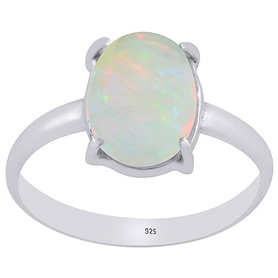 Gorgeous Prong Setting Around Ethiopian Opal Oval Shape 925 Sterling Solid Silver Ring - R3403462-60