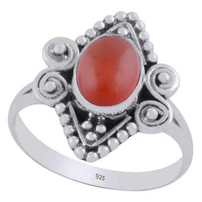 Stunning Rawa & Wire Work Around Carnelian Oval Shape 925 Sterling Solid Silver Ring - R3403467-7