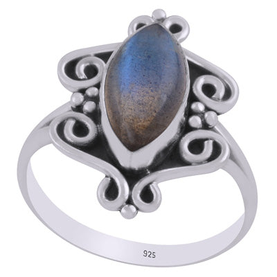 Gorgeous Handcrafted Work Around Labradorite Marquise Shape 925 Sterling Solid Silver Ring - R3403475-5