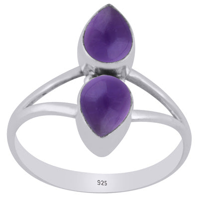 Beautiful Multiple Gemstone Amethyst Pear Shape 925 Sterling Solid Silver Ring - R3403477-1